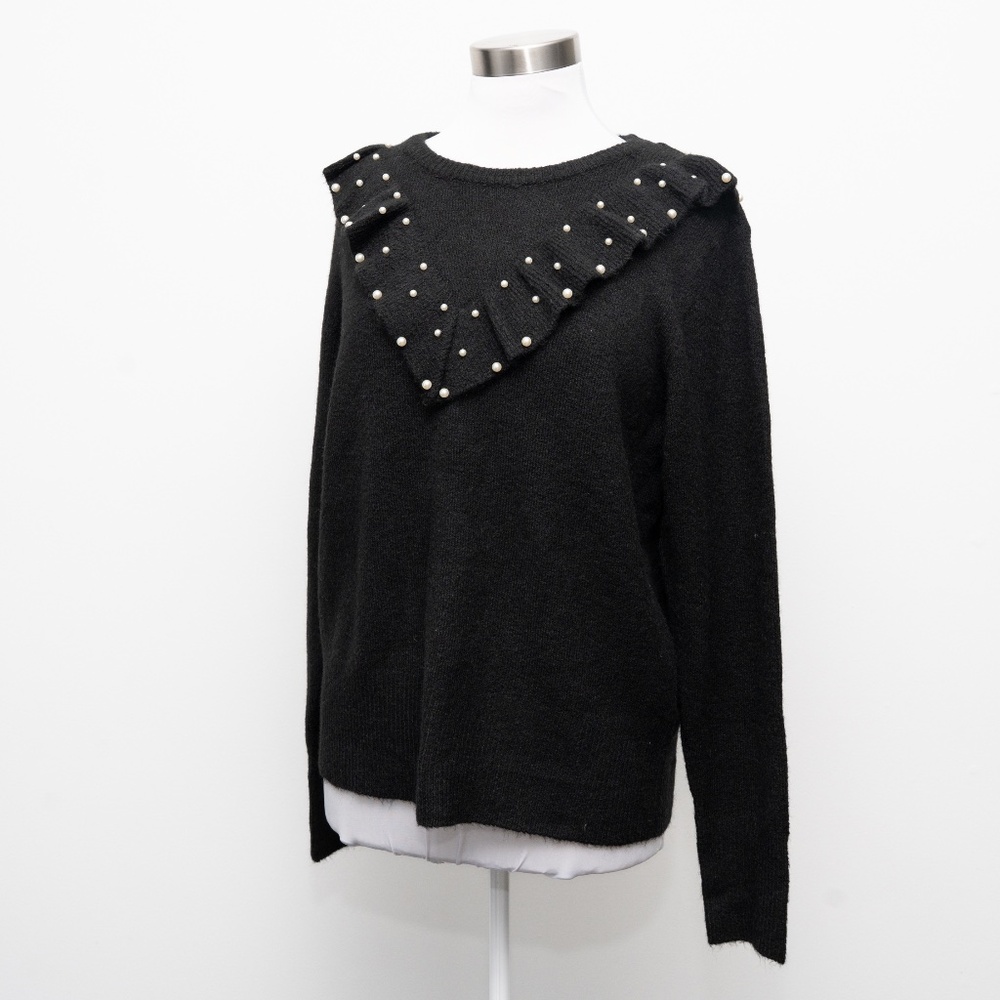 ICHI - Pearl Embellished Ruffle Sweater‎ - Picture 6 of 13